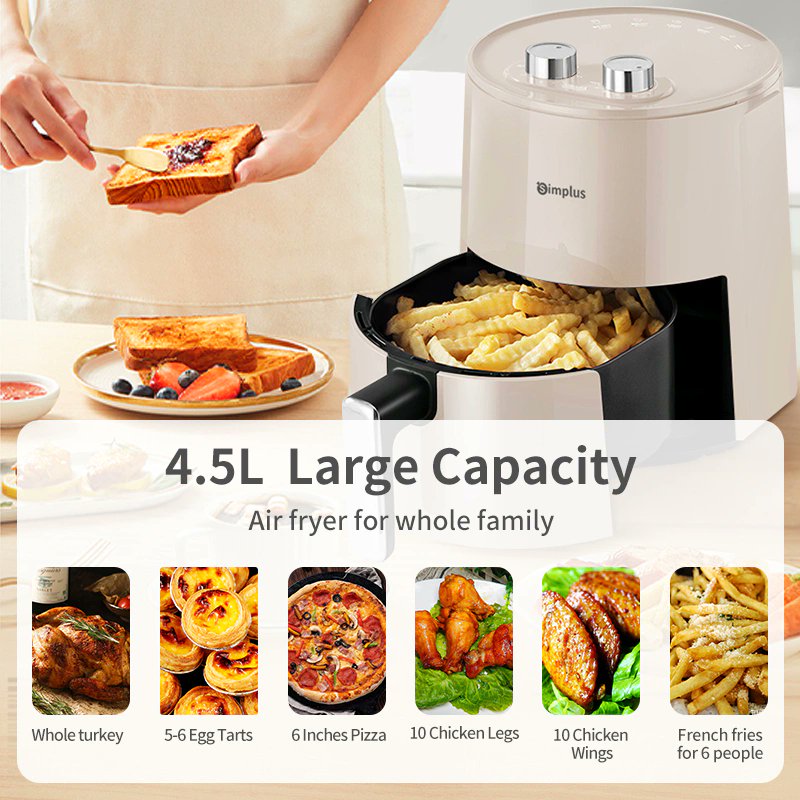 Simplus  4.5L 1300W Air Fryer harga rahmah. Bawah Rm100 je. Boleh buat kegunaan sendiri atau untuk hadiah kahwin. Sesuai sangat 👍🏻