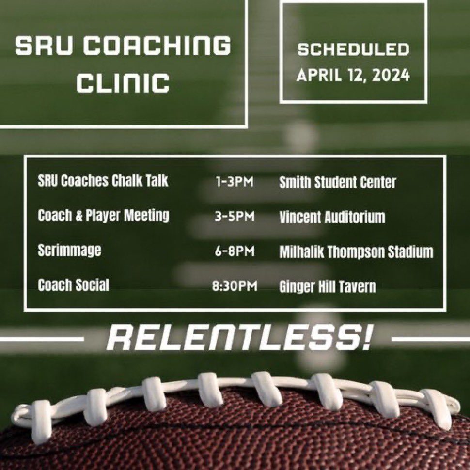 SLIPPERY ROCK FOOTBALL COACHING CLINIC! All coaches invited!