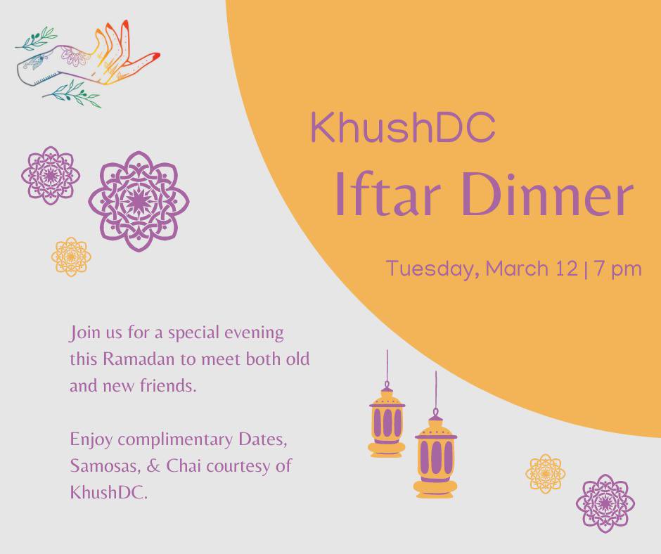 This Ramadan, join <a href="/KhushDC/">KhushDC🌈</a> for a special evening of togetherness, tradition, and tasty treats at our Iftar Dinner. Break your fast with dates, delight in samosas, and sip on warm chai, courtesy of KhushDC.

RSVP TODAY —-> forms.gle/otL3zon7YtKhCx…