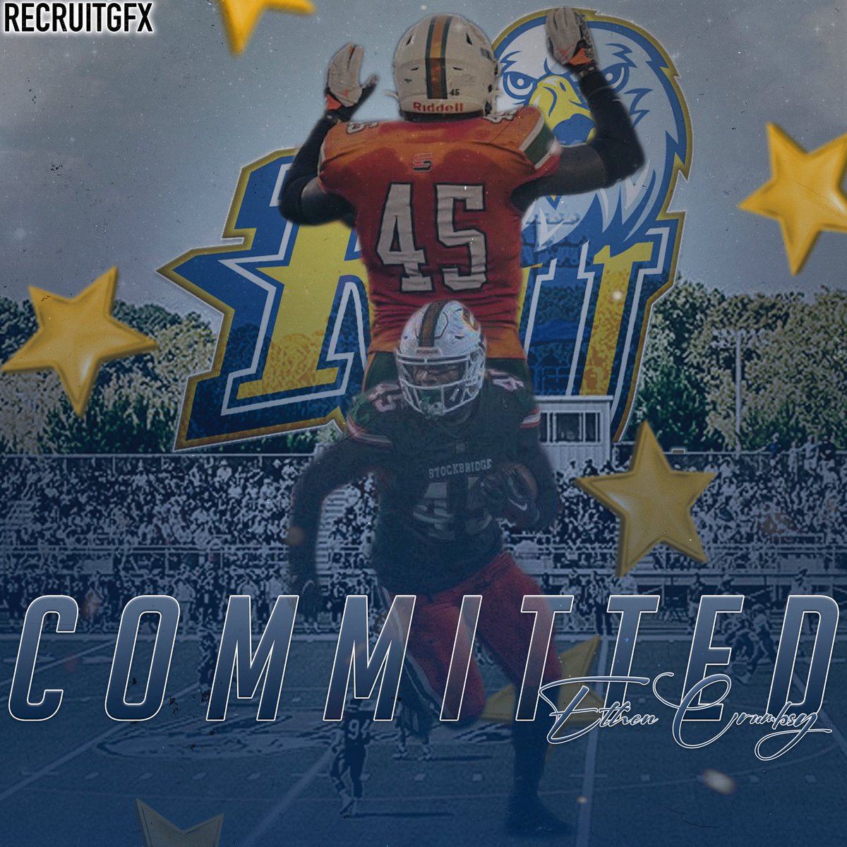 Ethen Crumbsy (@ethenc0) on Twitter photo I want to thank my Coaches Teammates and my mom for keeping me motivated when things got hard but it’s safe to say I am officially signed and taking my talents to Reinhardt University GO EAGLES 🔵🟡
<a href="/StockbridgeFoo2/">Stockbridge Football</a> @StockbridgeHFC <a href="/SHS_HCS/">Stockbridge HS (GA)</a> <a href="/CoachHennes/">Tyler Hennes</a> <a href="/CoachBailey62/">Bryan Bailey</a> <a href="/CoachDUBB_/">Dubb Wilson</a> I want to thank my Coaches Teammates and my mom for keeping me motivated when things got hard but it’s safe to say I am officially signed and taking my talents to Reinhardt University GO EAGLES 🔵🟡
<a href="/StockbridgeFoo2/">Stockbridge Football</a> @StockbridgeHFC <a href="/SHS_HCS/">Stockbridge HS (GA)</a> <a href="/CoachHennes/">Tyler Hennes</a> <a href="/CoachBailey62/">Bryan Bailey</a> <a href="/CoachDUBB_/">Dubb Wilson</a>