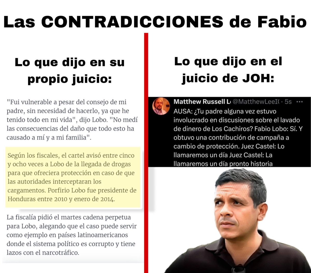 Es increíble la bajeza con que puede actuar el ser humano cuando quiere lograr sus objetivos personales!!! Hoy Fabio Lobo ha dicho una gran mentira en contra de mi padre Pepe Lobo, solo para beneficiarse en lo personal. Todos nos conocemos y sabemos quién es cada quien.