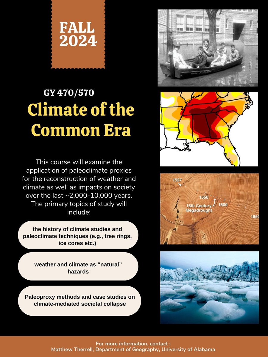 📣 FALL 2024 course Info: GY 470/570 “Climate of the Common Era”.