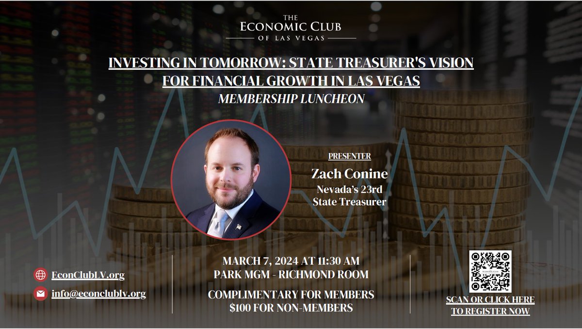 I have been involved with <a href="/EconClubLV/">The Economic Club of Las Vegas</a>  for about 8 years and we continue to bring in great speakers as an open forum for discussion and debate on national and global economics and public policy. Check out our upcoming event on March 7th: econclublv.org/event/investin…