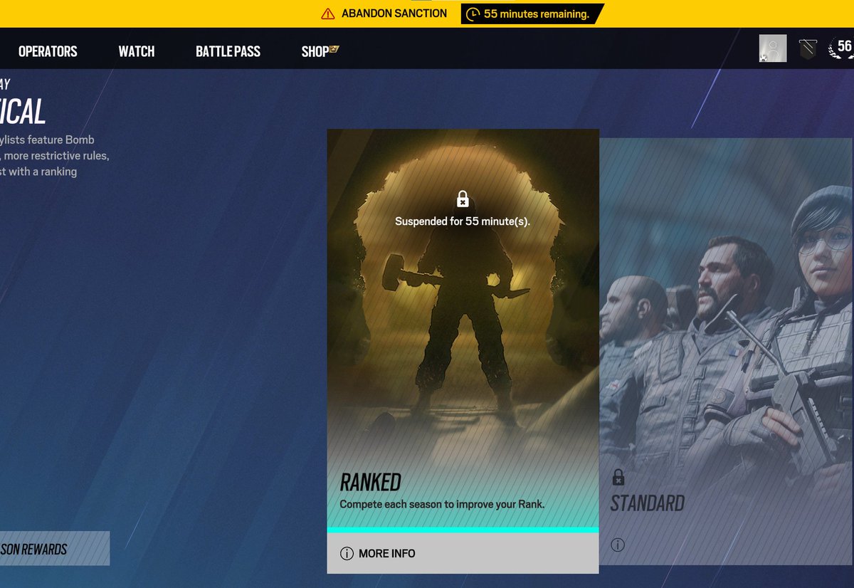 iRedix9's tweet photo. @Rainbow6Game I lost connection on a casual match, and when I finally manage to come back after 15 minutes I get this bs ? Thanks. https://t.co/wpKV0zkgyY