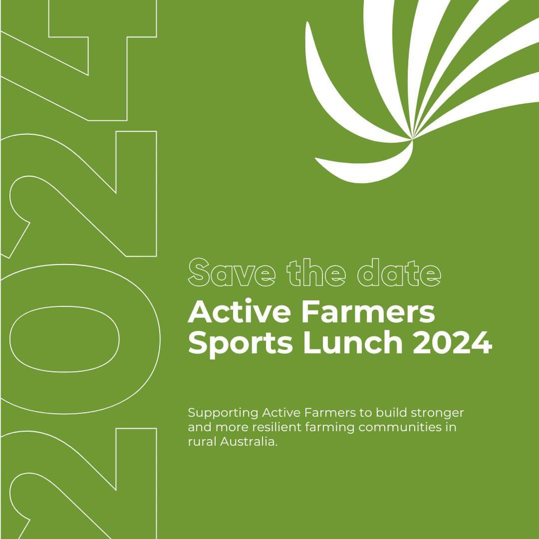 Following the success of the 2023 Active Farmers Sports Lunch, we’re excited to be hosting this event in 2024!!

Join us on FRIDAY, JUNE 14, 2024 for the Active Farmers Sports Lunch at Fullerton Hotel, Sydney, 12pm for 12:30pm start.

activefarmers.com.au