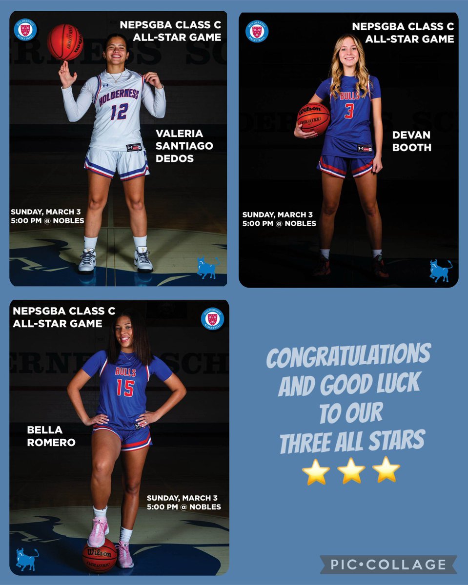 Congratulations to Valeria Santiago Dedos, Devan Booth, and Bella Romero who will be playing in the NEPSGBA All Star Game Sunday, March 3 at Nobles at 5:00 p.m. ⭐️⭐️⭐️