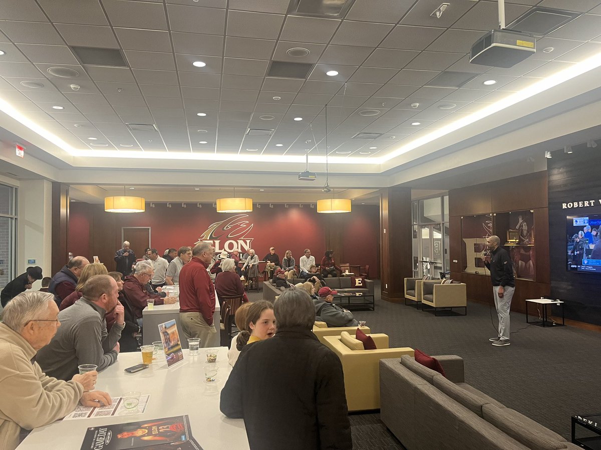 Great crowd in the Gill Room tonight to hear Coach Taylor speak before our nationally-televised game against W&amp;M! #GoPhoenix