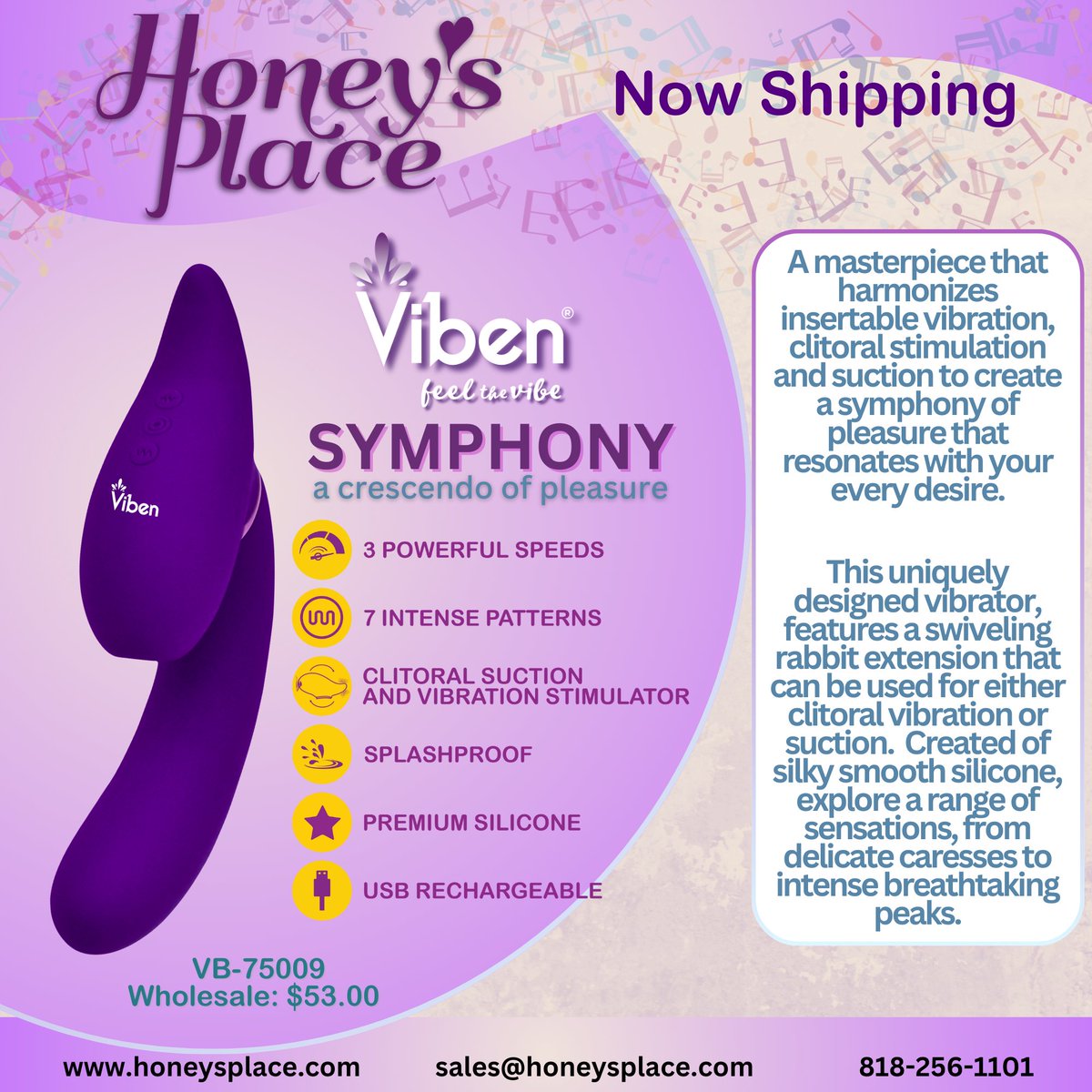 VibenToys Symphony is now shipping at Honey's Place. bit.ly/49WM9C7 #HoneysPlace #VibenToys #feelthevibe #symphony #nowshipping