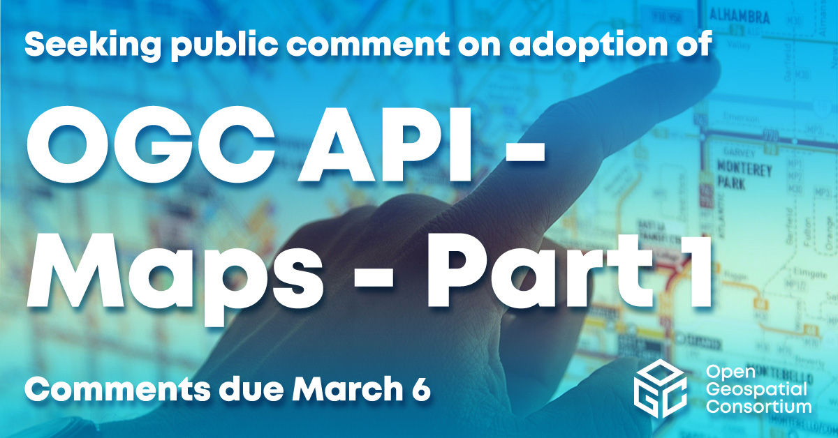 opengeospatial's tweet image. Seeking public comment on the adoption of OGC API - Maps - Part 1: Core Candidate Standard. #OGCAPI - Maps defines web APIs that can serve spatially referenced static or dynamic maps in a manner independent of the underlying data store bit.ly/3UqsSnP