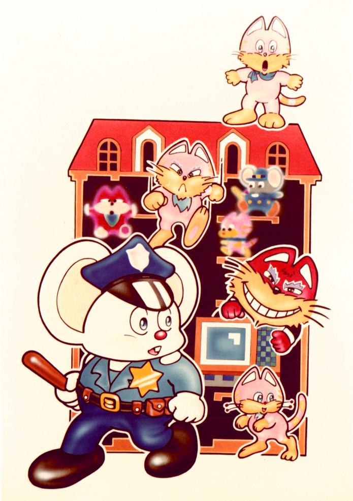 これは「マッピー」のキャラクターマニュアルの表紙のために描いたイラストだ。当時からナムコでは一つのキャラクターを大事に育てていたね。

後年、私が入ったゲーム会社ではキャラクターを育てる意識がなく自分が創ったキャラクターはとんでもない改変をされた。いまでも苦々しく思う。

 #ナムコ