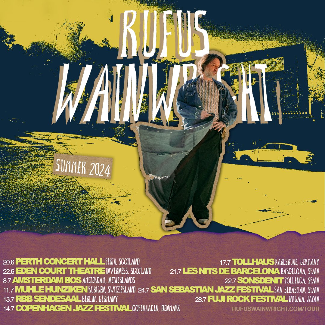 I'm bringing my solo shows to Europe & Japan this Summer! ✨ Tickets are on sale now at RufusWainwright.com/tour
