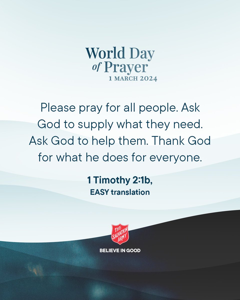 On #WorldDayOfPrayer we remember the power #prayer has to bring peace and joy to millions of people around the globe 🙏🌏 #Salvos #BelieveInGood