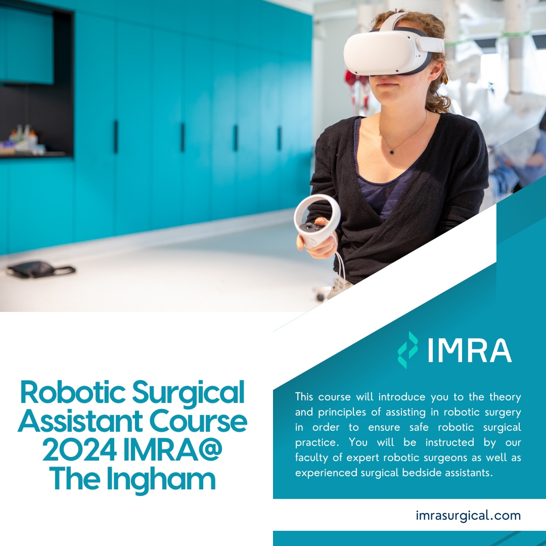 Embark on your journey into robotic surgery with our Robotic Surgical Assistant Course 2024 at IMRA. Led by our expert faculty, this course is designed for surgeons, trainees, and residents starting their robotic surgery practice. Gain comprehensive knowledge in robot setup, a...
