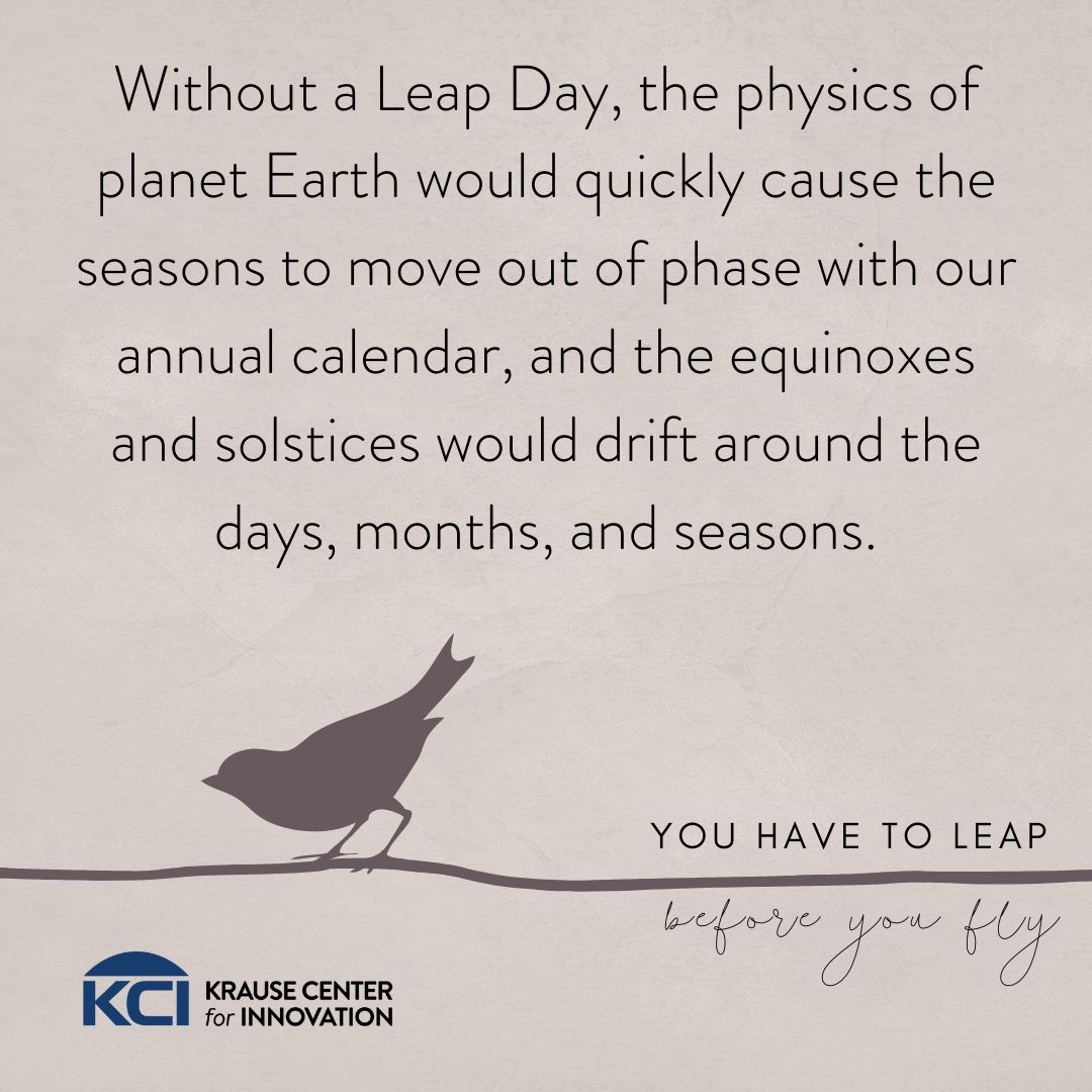 Did you know that w/o Leap Day, our calendar would fall out of sync w/ Earth's orbit, causing seasons & equinoxes to drift through time? Apply for our STEAM Leadership Program to apply these types of fun facts w/ students: krauseinnovationcenter.org/program/steam-…