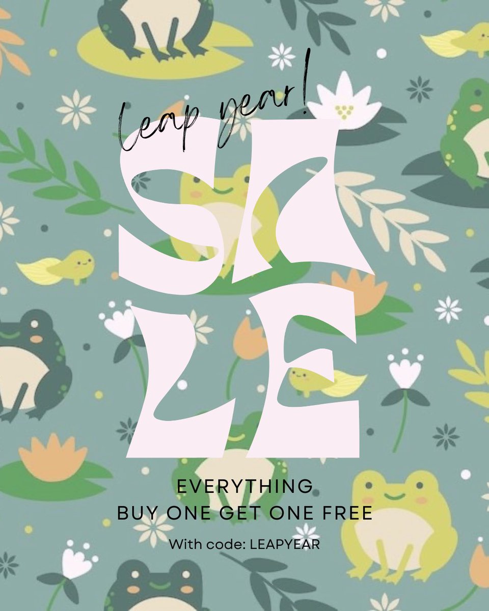 buy one get one free bc it’s leap day 🐸 
sale ends tomorrow! share to spread the word pls 💕
shopcelestco.com