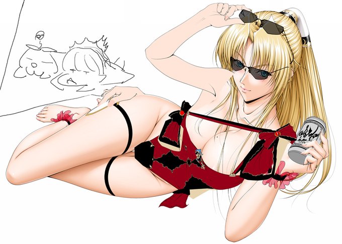 今日の一枚。
先日と同じくセフィリアさんの差分を塗る前の物。
右腕が差分なので2種類表示してると千手観音みたいに見えますね～。✋✋😑
このころはまだフェリシアちゃんとびりぽんはプールの中ではなく日光浴中?の予定でしたね。🌞/(-ω-)\😑 