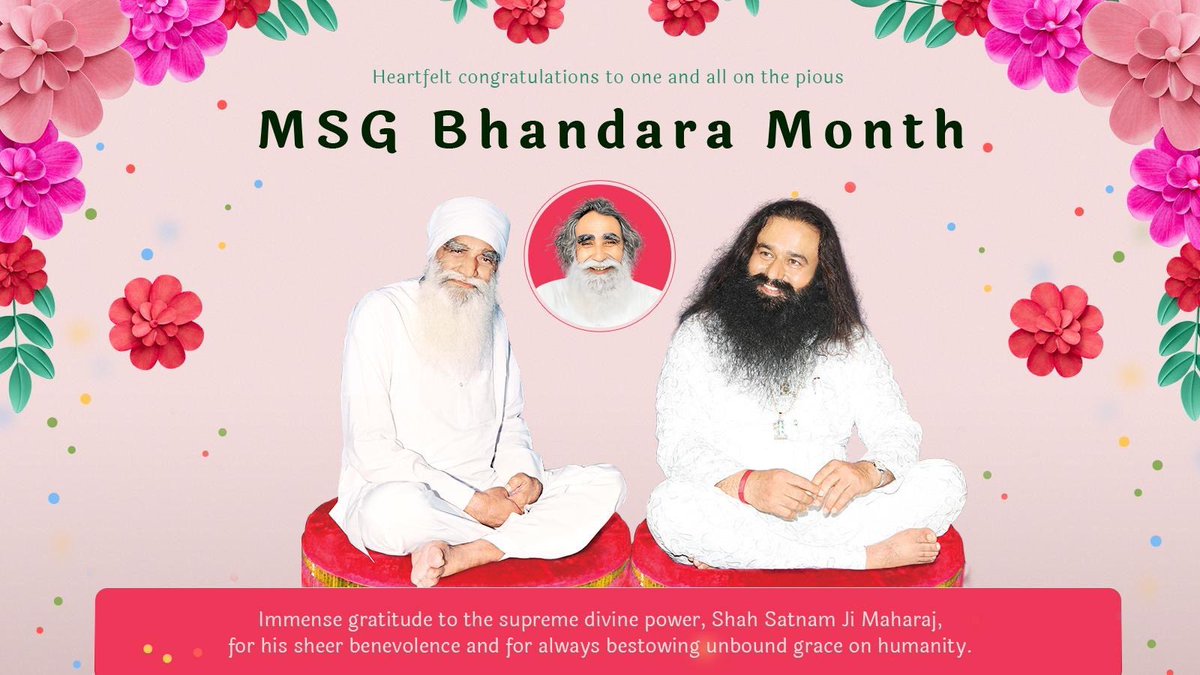 With heartfelt gratitude, let us all embark upon the sacred journey of #MSGBhandaraMonth, a time to honor the profound spiritual moment when Guru Papa Revered Saint Dr. @Gurmeetramrahim Singh Ji Insan was bestowed with the divine Gurumantra by the Revered Guru Shah Satnam Ji.…