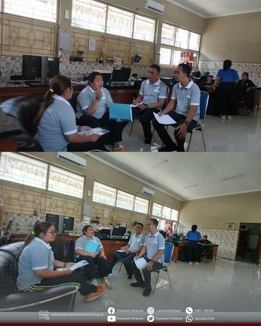 RupbasanDps's tweet photo. DENPASAR - Jumat, 01 Maret 2024, Tingkatkan Kualitas Pelayanan, Tim Pengelola Pengaduan Rupbasan Denpasar Laksanakan Rapat.
🌟RUSITA🌟
@kemenkumhamri
@ditjenpas
@kemenkumhambali
@divisipaskanwilbali
.
#KumhamRI
#KamiPasti
#Pemasyarakatan
#Rupbasan
#KumhamPastiProduktif https://t.co/uOwuIWPeX8