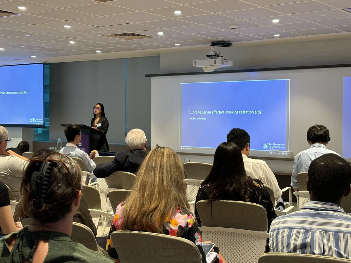 <a href="/TianzeSun/">Tianze Sun 孙天则</a> PhD student <a href="/gigivu9/">gigivu</a> introduced a collection of studies on e-cigarettes and vaping conducted by team NCYSUR

More details of each studies can be found here ➡️ ncysur.centre.uq.edu.au

#NCYSUR24