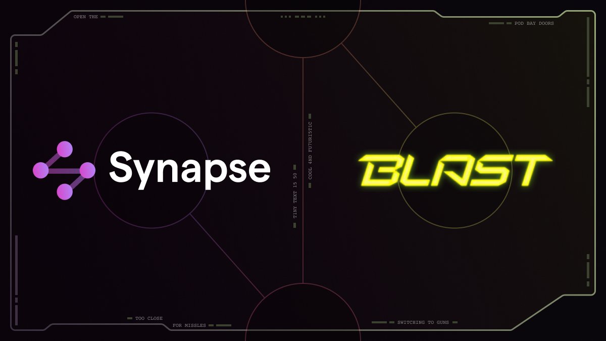 Blast Off! Synapse is live on @Blast_L2 

Bridge ETH &amp; USDB from any of the 20+ chains Synapse Supports.