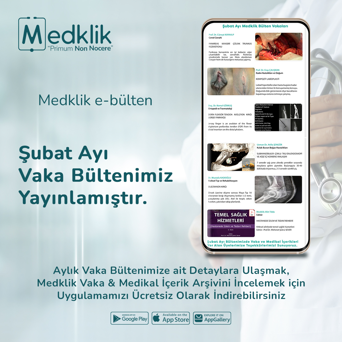 Aylık Vaka Bültenimizde bu ay vakaları yer alan

Prof. Dr. Cüneyt KAYAALP
<a href="/cuneytkayaalp2/">Prof. Dr. Cüneyt Kayaalp</a> 
Prof. Dr. Eray ÇALIŞKAN
Doç. Dr. Kemal GÖKKUŞ
Uzman Dr. Atilla ŞENGÖR
Dr. Mustafa KADIOĞLU

'na teşekkür ediyoruz.

Saygılarımızla,
Medklik Ekibi

#nedenmedklik #hekim #vaka #konsültasyon