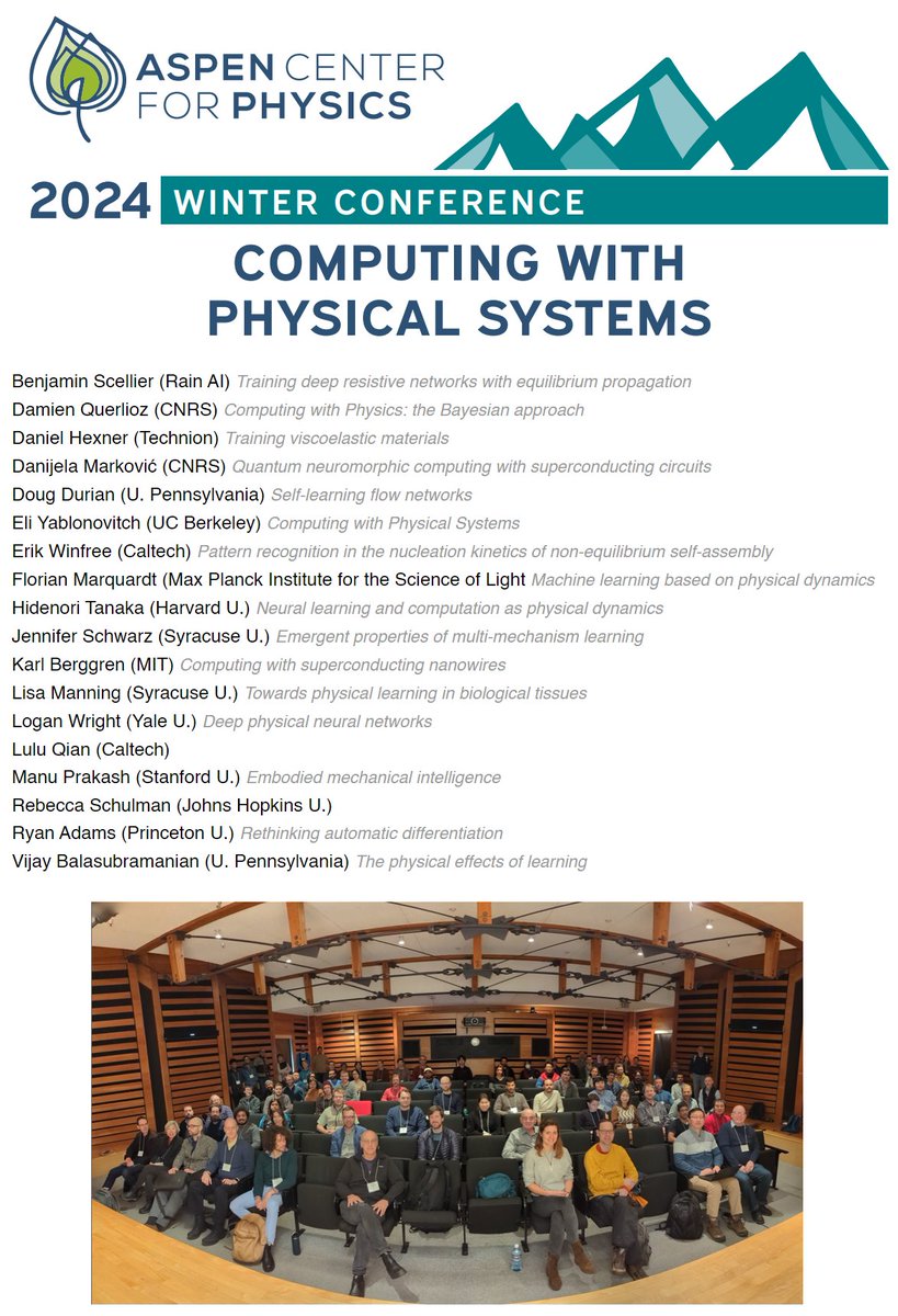 *Computing with Physical Systems*: For those who weren't able to join us in Aspen in January, the invited speaker videos (and some slides) are now available at mcmahon.aep.cornell.edu/aspen/2024/ - thanks again to everyone who participated! 1/