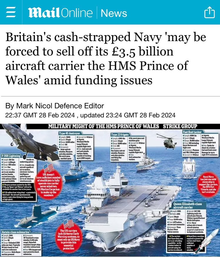 İngiltere, finansman sorunları nedeniyle 3,5 milyar sterlin değerindeki uçak gemisi HMS Prince of Wales'i satılığa çıkarıyor