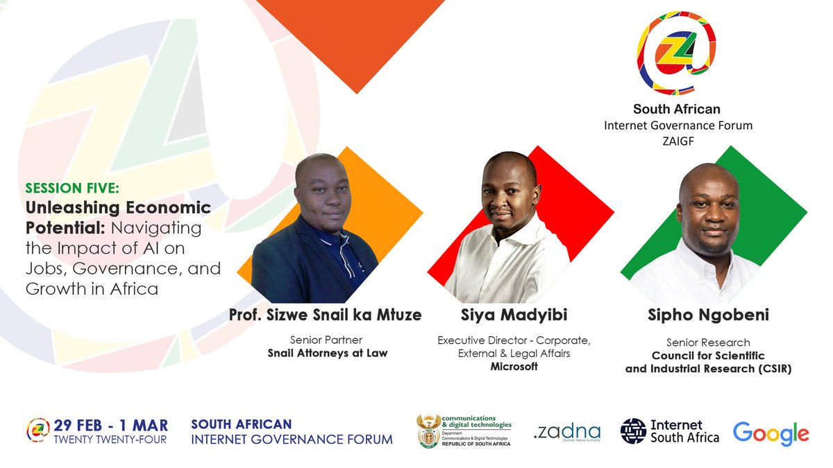 🌍 Excited for the grand finale at ZAIGF! Join us for the fifth session diving into "Unleashing Economic Potential: Navigating the Impact of AI on Jobs, Governance, and Growth in Africa." It's bound to be a lively discussion as we tackle crucial topics. #ZAIGF #AI #AfricaGrowth