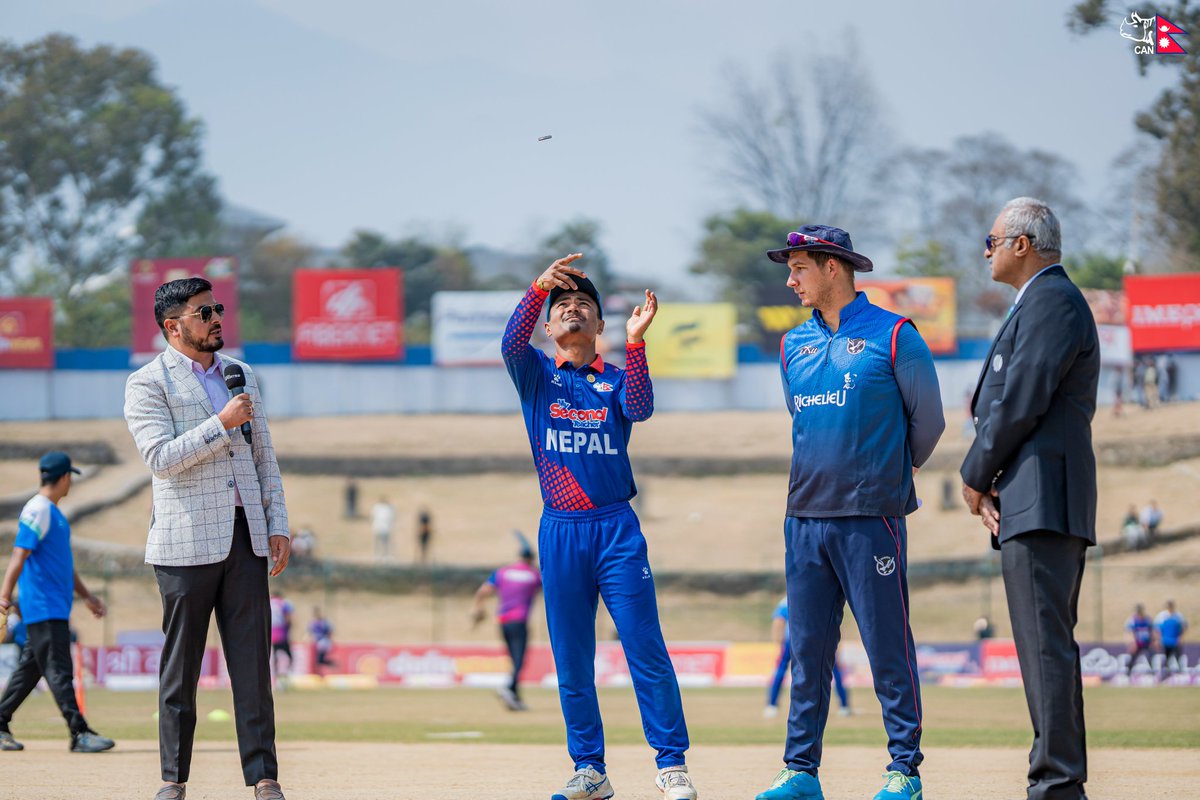 🚨Toss Alert🚨
~ Namibia won the toss and elected to bowl first against Nepal at TU Cricket Ground. 

🔁 One change for Team Nepal:
~ Anil Sah replaces Kushal Bhurtel!

🇳🇵🆚🇳🇦

#Namibia #NEPvNAM #NepalCricket