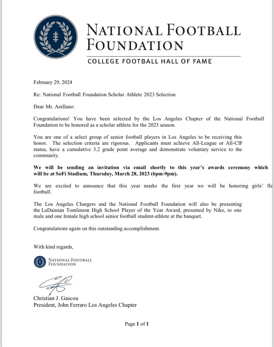 Very blessed for the recognition. <a href="/NFFNetwork/">National Football Foundation</a>