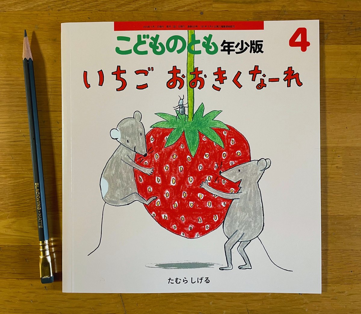 こどものとも年少版4月号「いちご おおきくなーれ」（福音館書店）ができました。大人にはどうということのない内容なのですが、いちごの苗を育てたりと制作に3年かけて丁寧に作りました。月刊誌なのでお買い逃しないように。3月初め発売です。