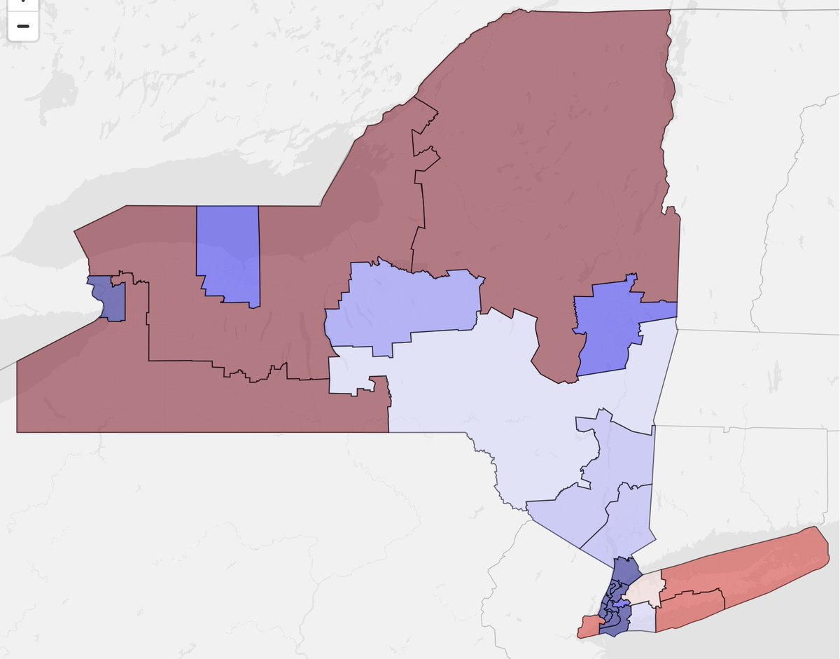 @davesredist Here's #NYSen on the new congressional map: 

#NY01: R +11.4% 
#NY02: R +16.4% 
#NY03: R +0.7% 
#NY04: D +1.3% 
#NY11: R +19.8% 
#NY17: D +4.4% 
#NY18: D +4.3% 
#NY19: D +0.7% 
#NY22: D +8.1%