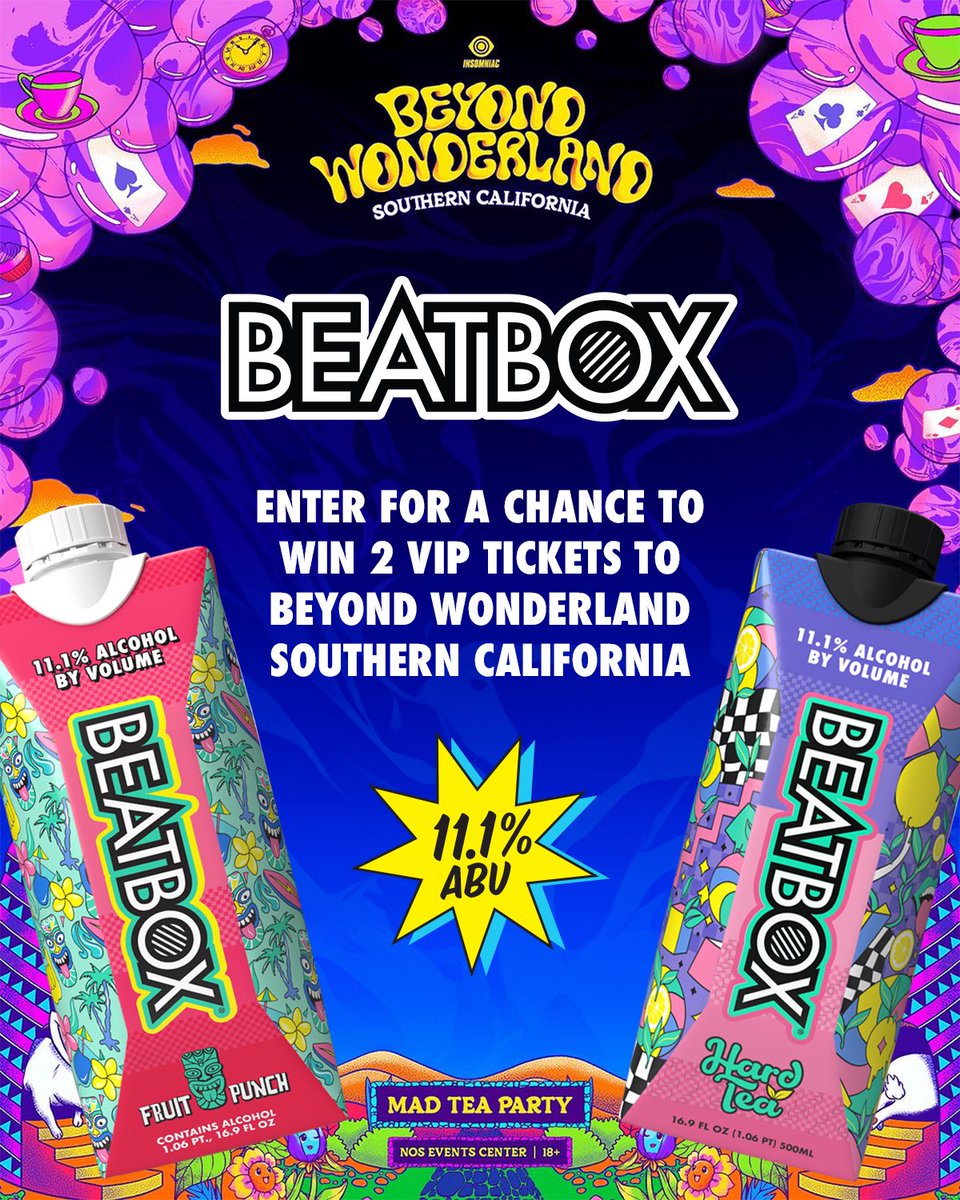 🎩ENTER FOR A CHANCE TO WIN VIP TICKETS TO BEYOND WONDERLAND SOCAL 🫖

We’re invading SoCal for a MAD TEA PARTY and we want you to join us!That’s why we’re hooking you and your festie bestie up with a chance to win 2 VIP tickets to both days of <a href="/BeyondWland/">Beyond Wonderland</a> SoCal 🪞✨

To enter: