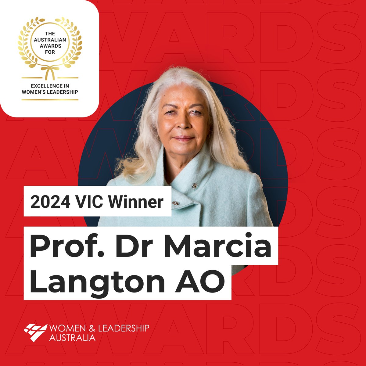 Professor Marcia Langton has been awarded the 2024 VIC Award for Excellence in Women's Leadership! The award will be presented at the Australian Women's Leadership Symposium in Melbourne on Friday 9th August. Find out more @WLASocial