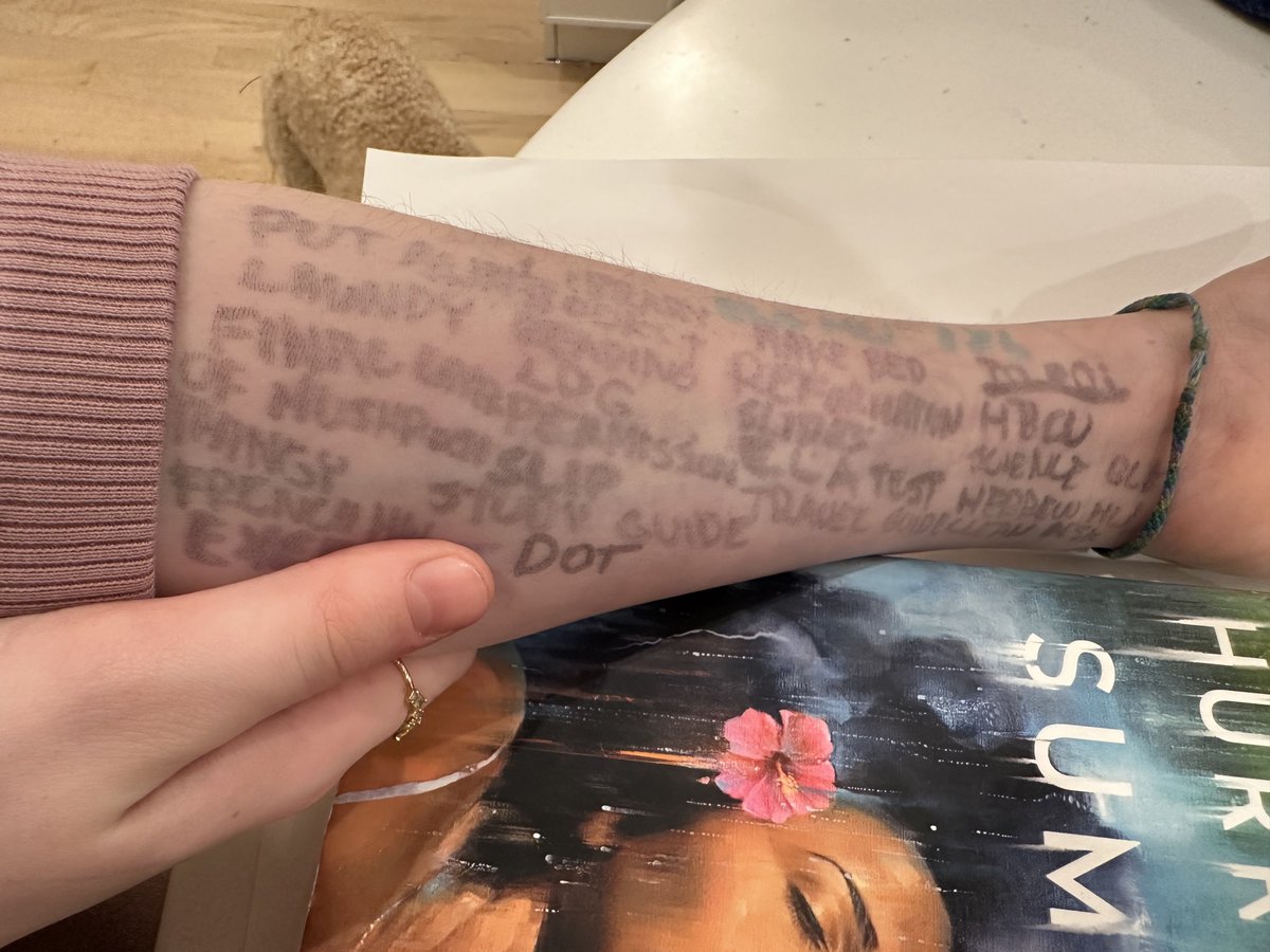 “Ruby, why did you write your to-do list on your arm?”
“Because I couldn’t fit it all on a Post-It note!”