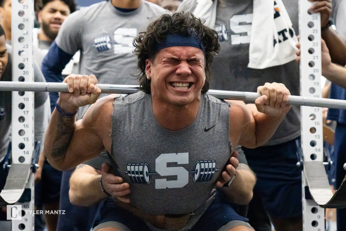 TDCVisuals's tweet photo. Today was Max Out Day for @PennStateFball. Enjoy some of our shots from the action 🏋️‍♂️ https://t.co/whuEbQrWR5