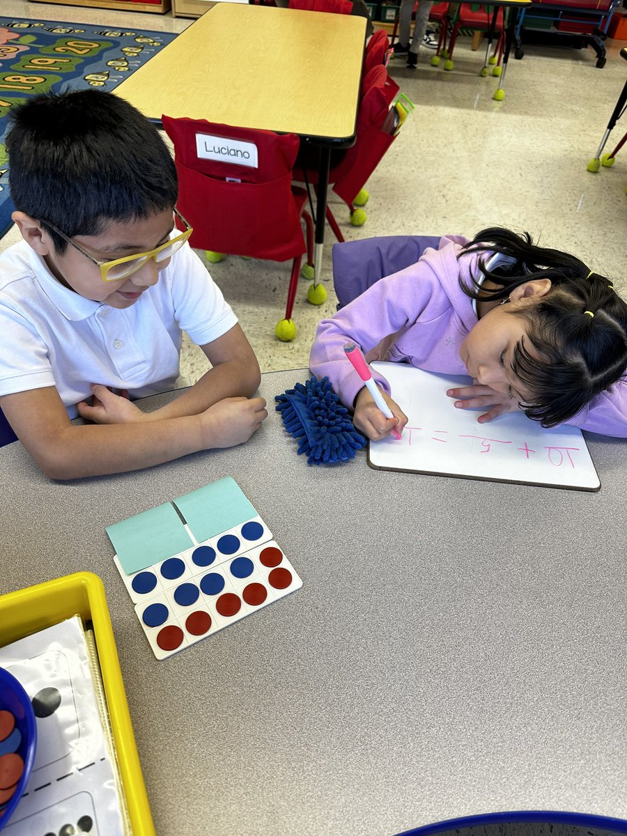 Erika_Goldman's tweet image. It was an exciting math day for these kindergarteners as they transformed into mathematicians during center time. They realized teen numbers are like a full ten frame “and then some”. Way to go! 👏🏻 @CherylCuddihy @thartman05 @rbpsEAGLES #RBBisBIA