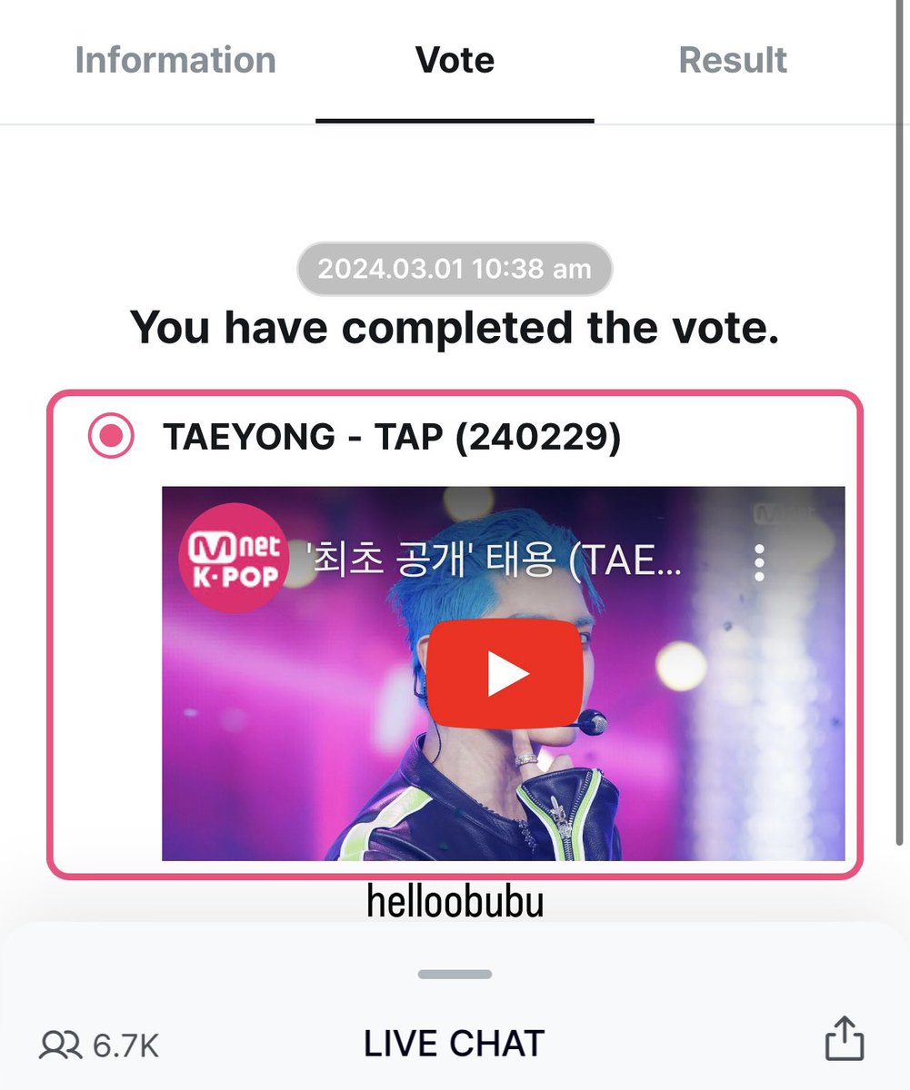 helloobubu's tweet photo. ✮⋆˙ VOTING CHAIN FOR TAP TAEYONG ₊˚⊹♡

‼️VOTE FOR TAP TAEYONG‼️
https://t.co/GMHEzU3zrd…

🗓️ 29 FEB - 3 MAR (21.59 KST)
@bubukiyut @opqrstyong @605TY @cestlavieunoia @haeyovetters @taeyyoxo https://t.co/D3CRtmsmfR