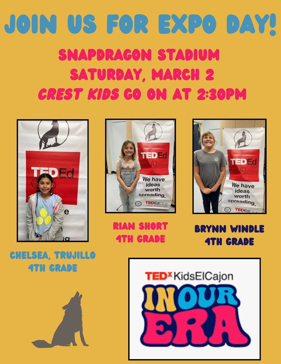 Can’t wait to see our @CrestCoyotes in their Era on Saturday! @CajonValleyUSD @ClaudiaLeonCRE1 @TEDxKidsElCajon