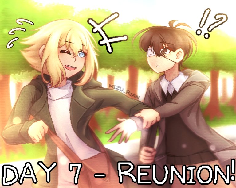 rian_mizu's tweet photo. AAA MY FIRST (PUBLISHED) COMIC^^
This part takes place in Chapter 1 of Sekai AU! It's actually in Sunny's POV but I love drawing basil so it's in his pov!
Day 7 - Reunion 
( #OMORI #OMORIFANART #omorisunflower #sunflowerweek2024 ) https://t.co/e9hvT2MLKQ