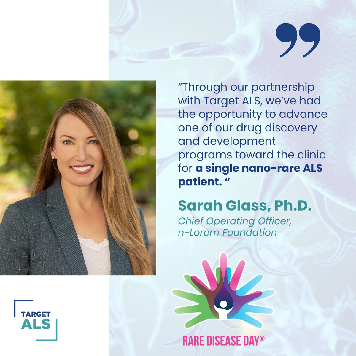 #RareDiseasesDay | At Target ALS, our commitment spans all forms of #ALS, including the rarest forms. Through collaborative efforts with esteemed partners such as @n_lorem, we are advancing drug discovery for nano-rare ALS mutations. #ALSResearch @rarediseaseday