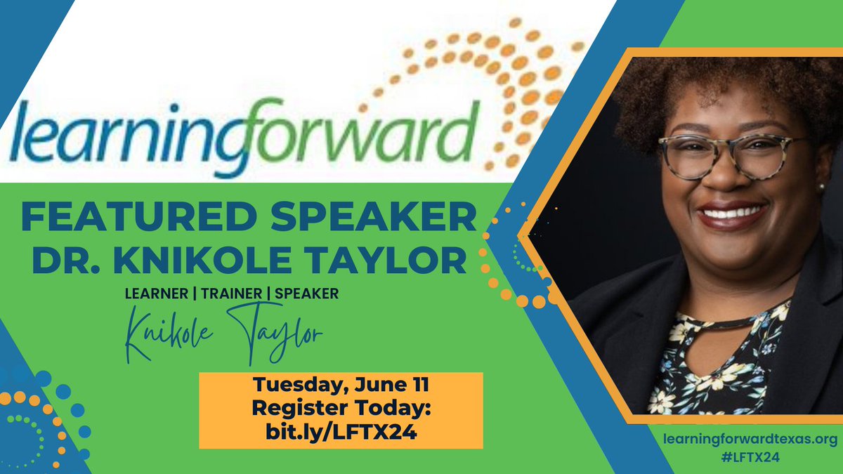 Don't miss out on the amazing sessions by Featured Speaker, Knikole Taylor, at the Learning Forward Texas Conference! Early Bird Registration closes on March 1. #LFTX #LFTXLearns #LFTX24 #LFTX2024 Register today: bit.ly/LFTX24