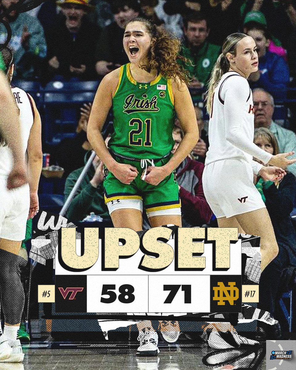 HOW 'BOUT THEM IRISH 💪☘️

No. 17 <a href="/ndwbb/">Notre Dame Women's Basketball</a> defeats No. 5 Virginia Tech at home!

#NCAAWBB