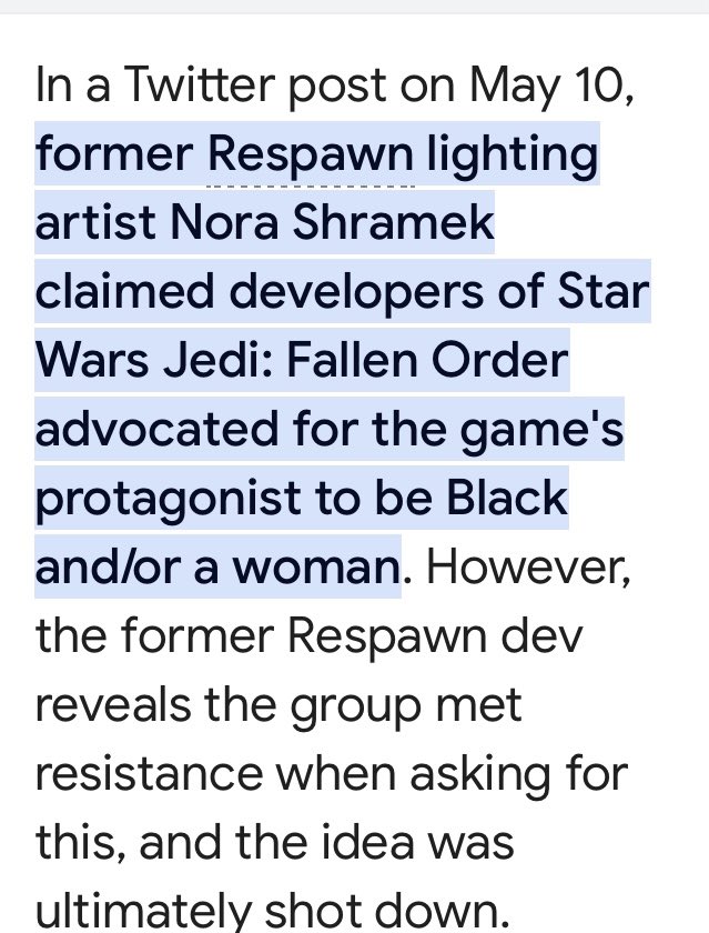 @RespawnEntertainment I  was right on W/ the woke thing! Regardless, Why not add other races!? As hard as Studios like you try & try for a Woke world!? It Should be considered Racist not to even consider what you guys did instead of considering other races as well, Sick fucks!