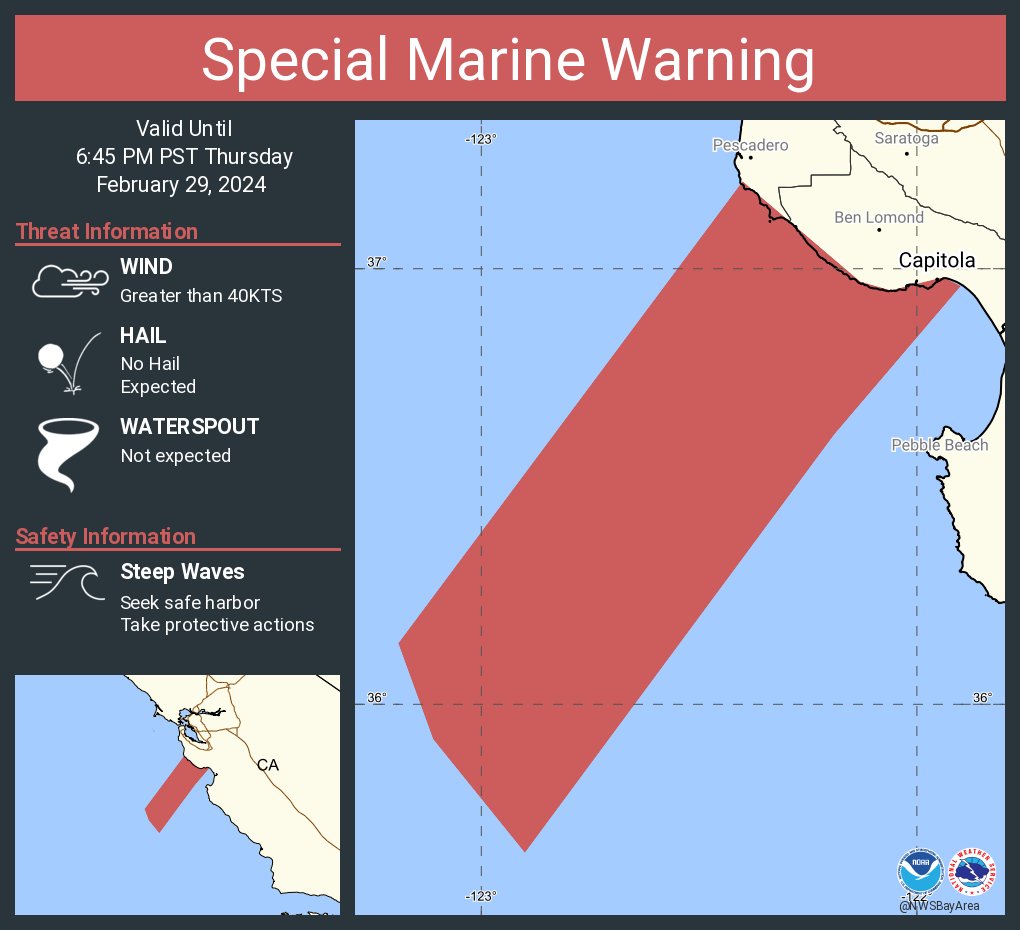 NWS Bay Area 🌉 on X: Special Marine Warning including the Waters