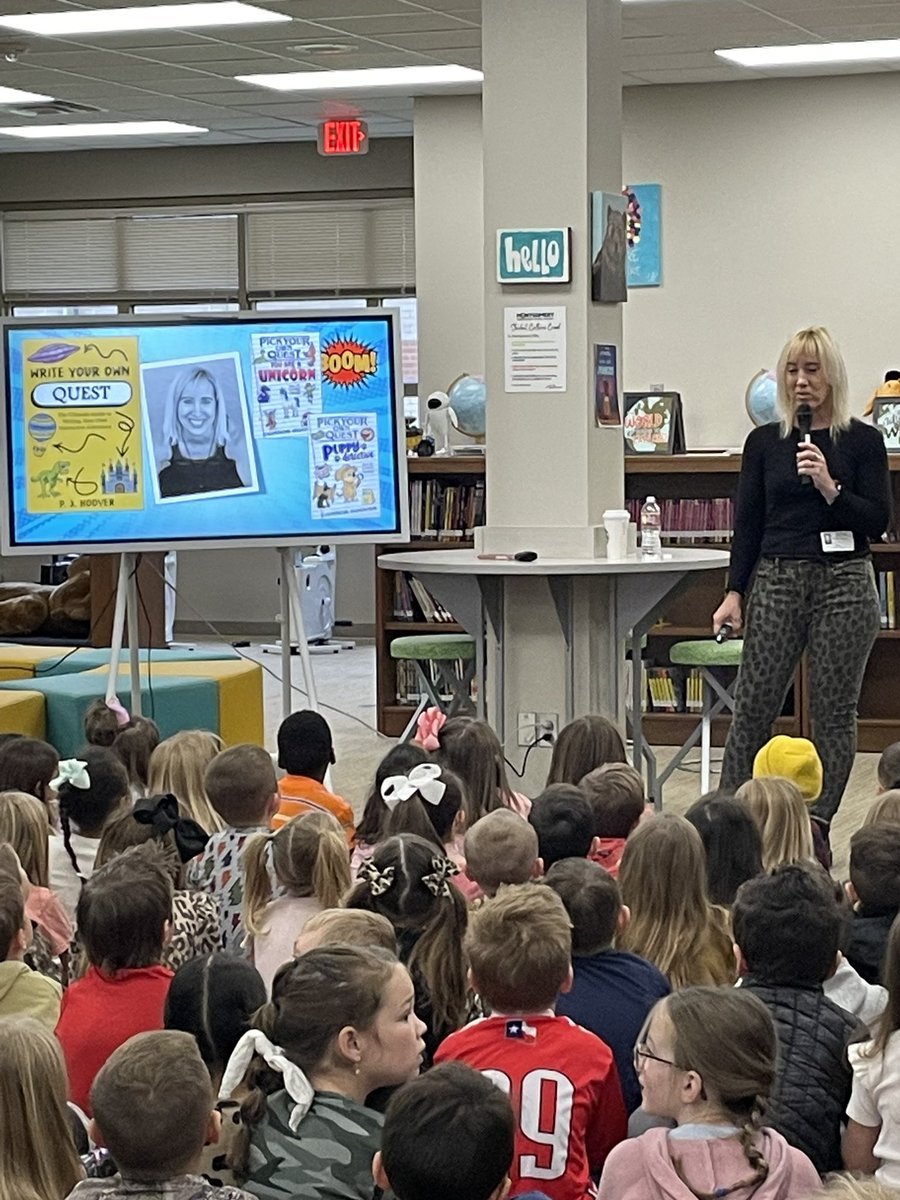 lincolnmisd's tweet photo. Today was a literary adventure at our school with Tx author PJ Hoover! From kinder to 5th graders, our bears were captivated by her tales of quests, video games, and kung fu. PJ shared her journey into writing &amp; the magic of books, inspiring the next generation of authors. https://t.co/l6b9LjbI61
