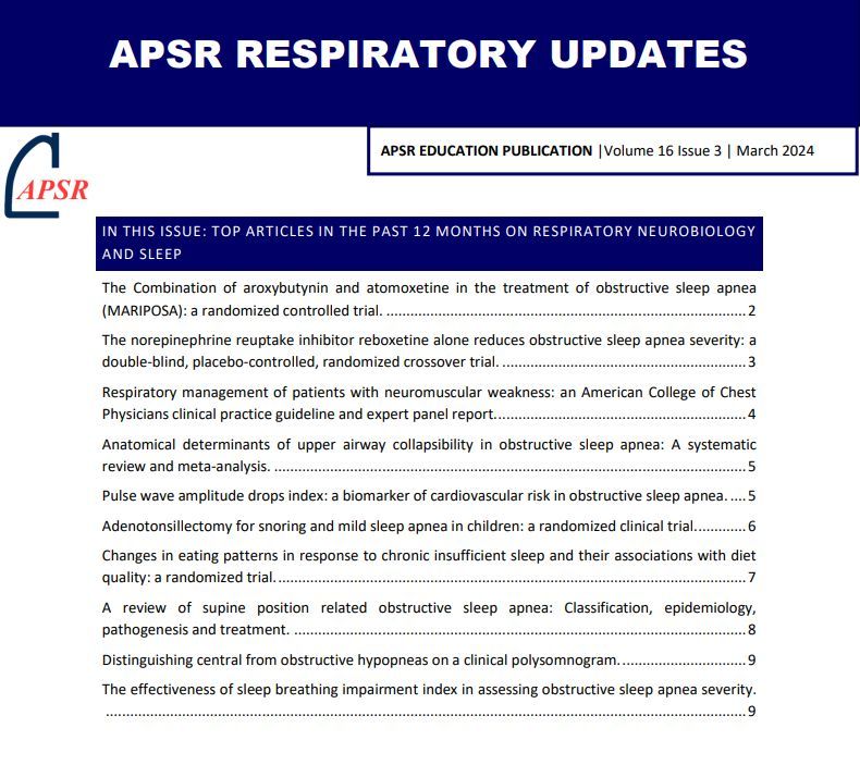 New RESPIRATORY UPDATES have been published! apsresp.org/publications/r… #RespiratoyUpdates #Respirology #lung #apsr