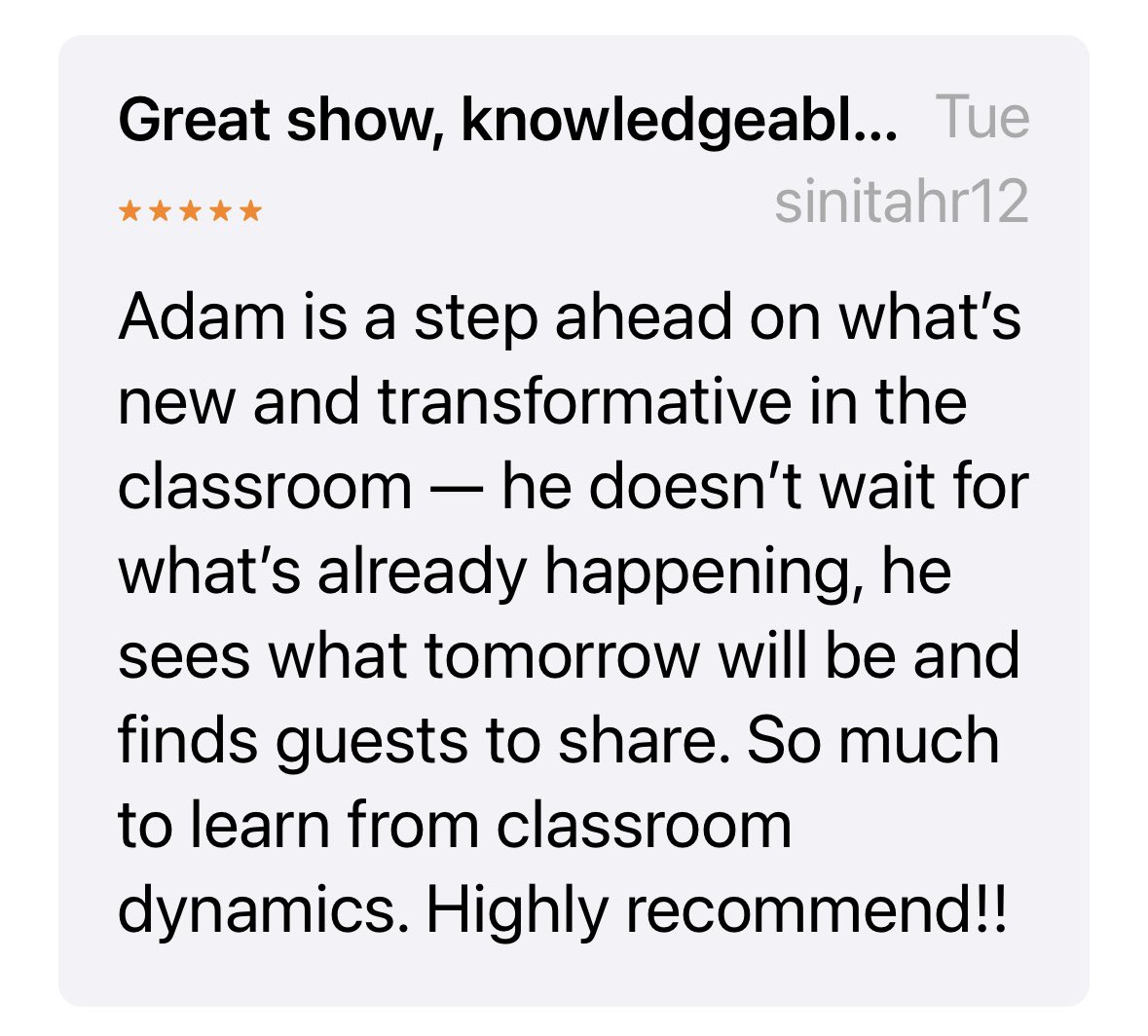 Doing what we love is why we do it. Getting feedback like this is just the cherry on top! #edchat #edtech #education #teachers #teacherlife #edupodcast 🎧 🎙️ here: …assroomdynamicspodcast.buzzsprout.com/share