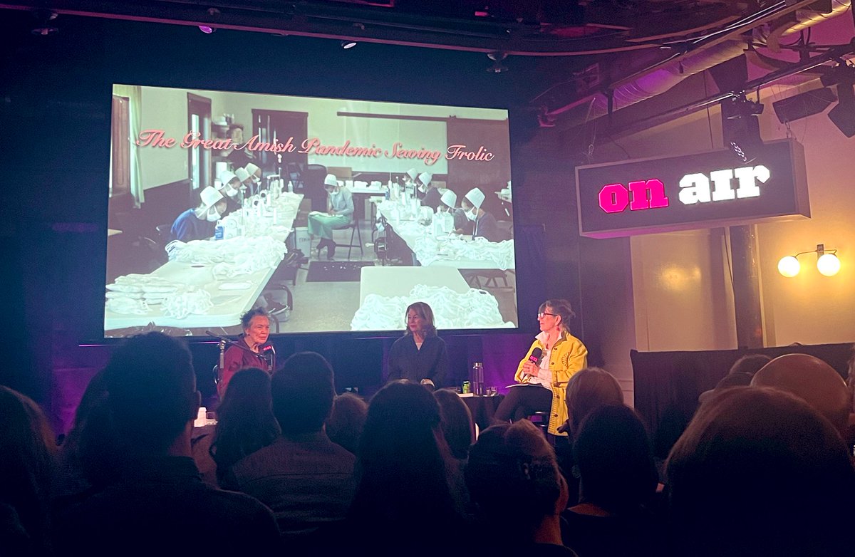 A beautiful day at @onairfest seeing audio friends old and new. 🩷🖤 Among many highlights, I adored this conversation between three icons: @kitchensisters & Laurie Anderson (@onlyanexpert). I’ll be there tomorrow too; come say hi!