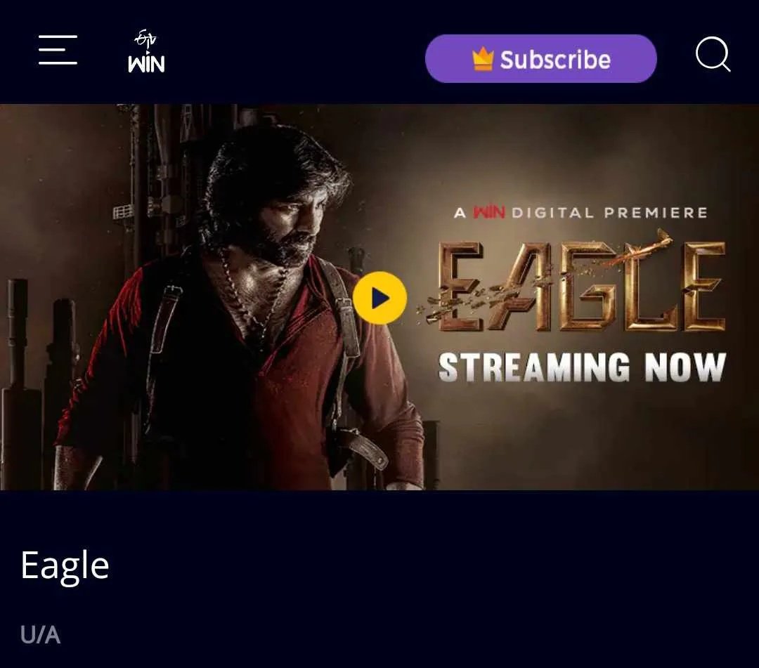 #EAGLE 
Now Streaming On #AmazonPrimeVideo and #etvwin 

#RaviTeja #KavyaThapar  #anupamaparameswaran #Navdeep #VinayRai